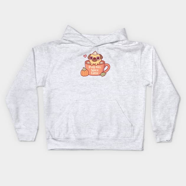 Cute Pug Pugkin Pumpkin Spice Latte Funny Kids Hoodie by rustydoodle